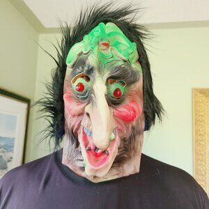 Vintage Medusa Snake Eyes Witch Warlock Halloween Mask (Rare) Missing Battery